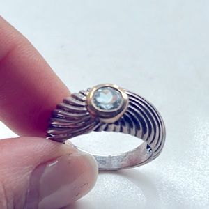 MENEGATTI vintage 18k gold and silver aquamarine ring.